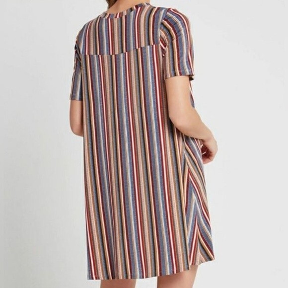 BCBGeneration eclectic earth toned striped shift dress size large - Picture 2 of 6